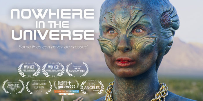 a lost hungry alien in the desert spots a man in the sci-fi