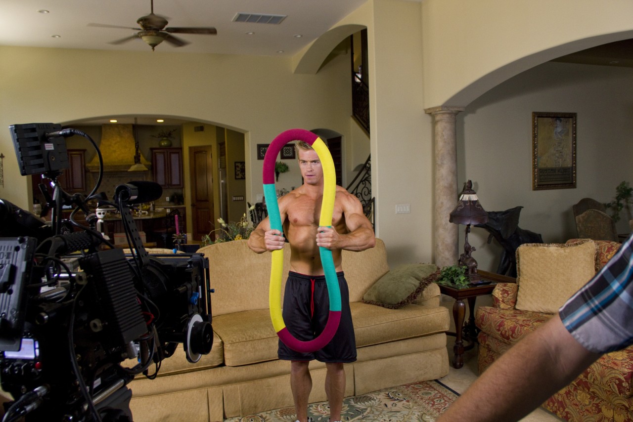 behind the scenes of a commercial for exercise equipment