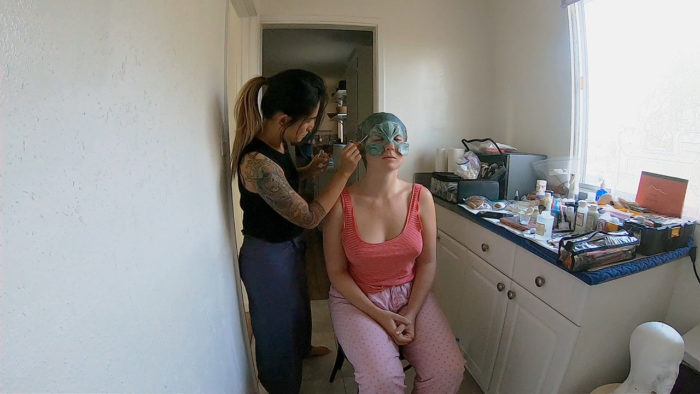 timelapse of alien special effects makeup being applied