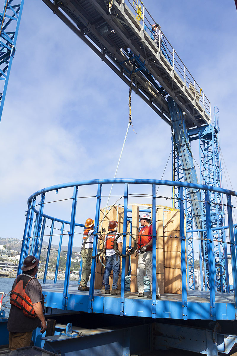 Construction Videographer documents onsite an offshore installation project in Los Angeles