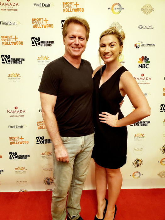 Director Greg McDonald with actress Kaitlyn Clare at the screening of their sci-fi comedy film, Nowhere In The Universe at the Short and Sweet Film Festival Hollywood.