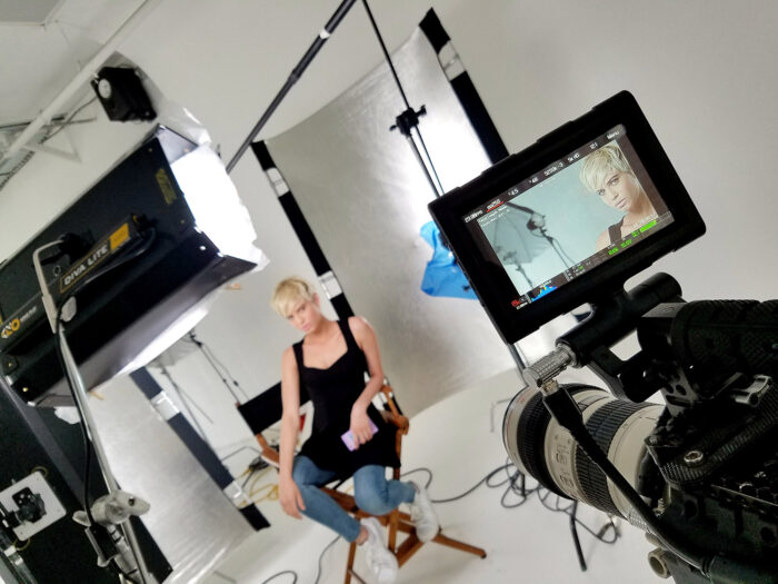 behind the scenes video production of a makeup beauty video tutorial shoot